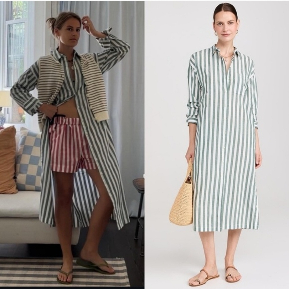 Alex Mill Kerry Positano Striped Button-Up Long Shirt Dress - Picture 8 of 16